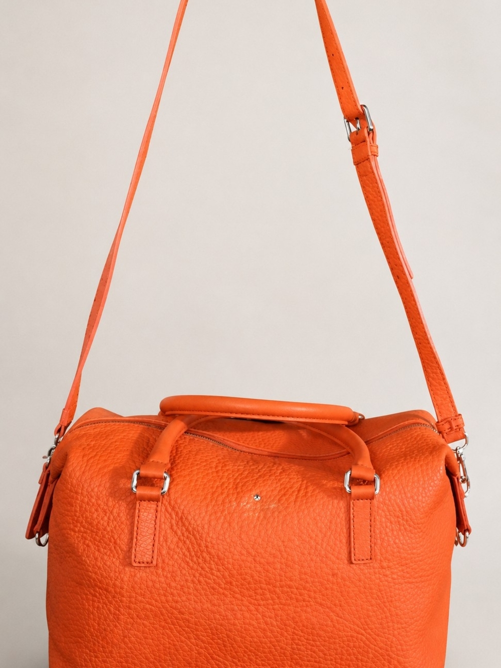 Kate Spade Henry Lane Emmy Pebbled Leather Satchel Bag Glow Orange WKRU2975